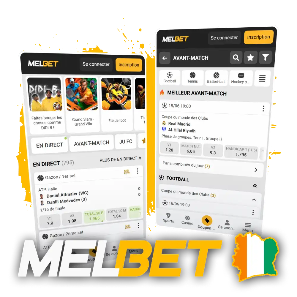 Téléchargez l'application officielle iOS ou Android sur Melbet au Côte d'Ivoire.