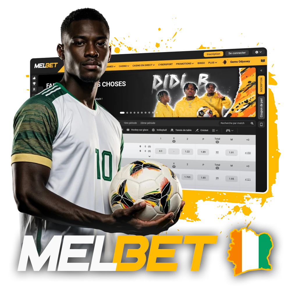 Visitez le site officiel du casino et des paris Melbet en Côte d'Ivoire.