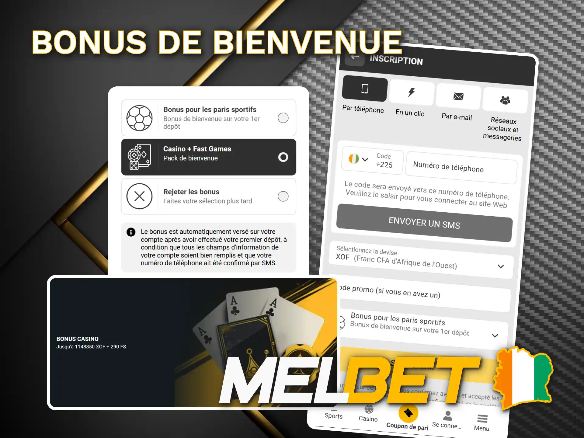 Réclamez votre bonus de casino de bienvenue sur l'application Melbet.