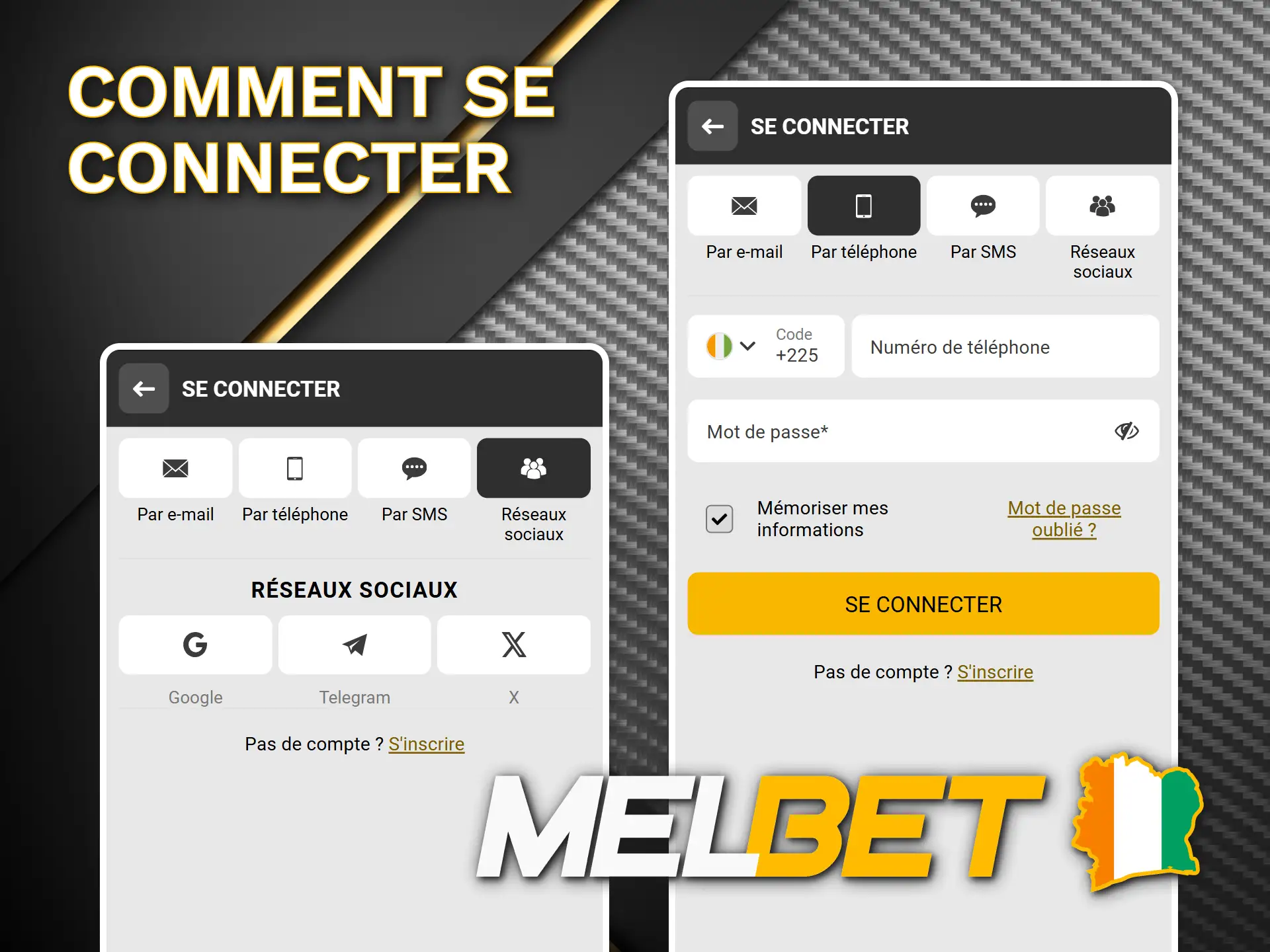 Connectez-vous facilement à l'application officielle Melbet Côte d’Ivoire.