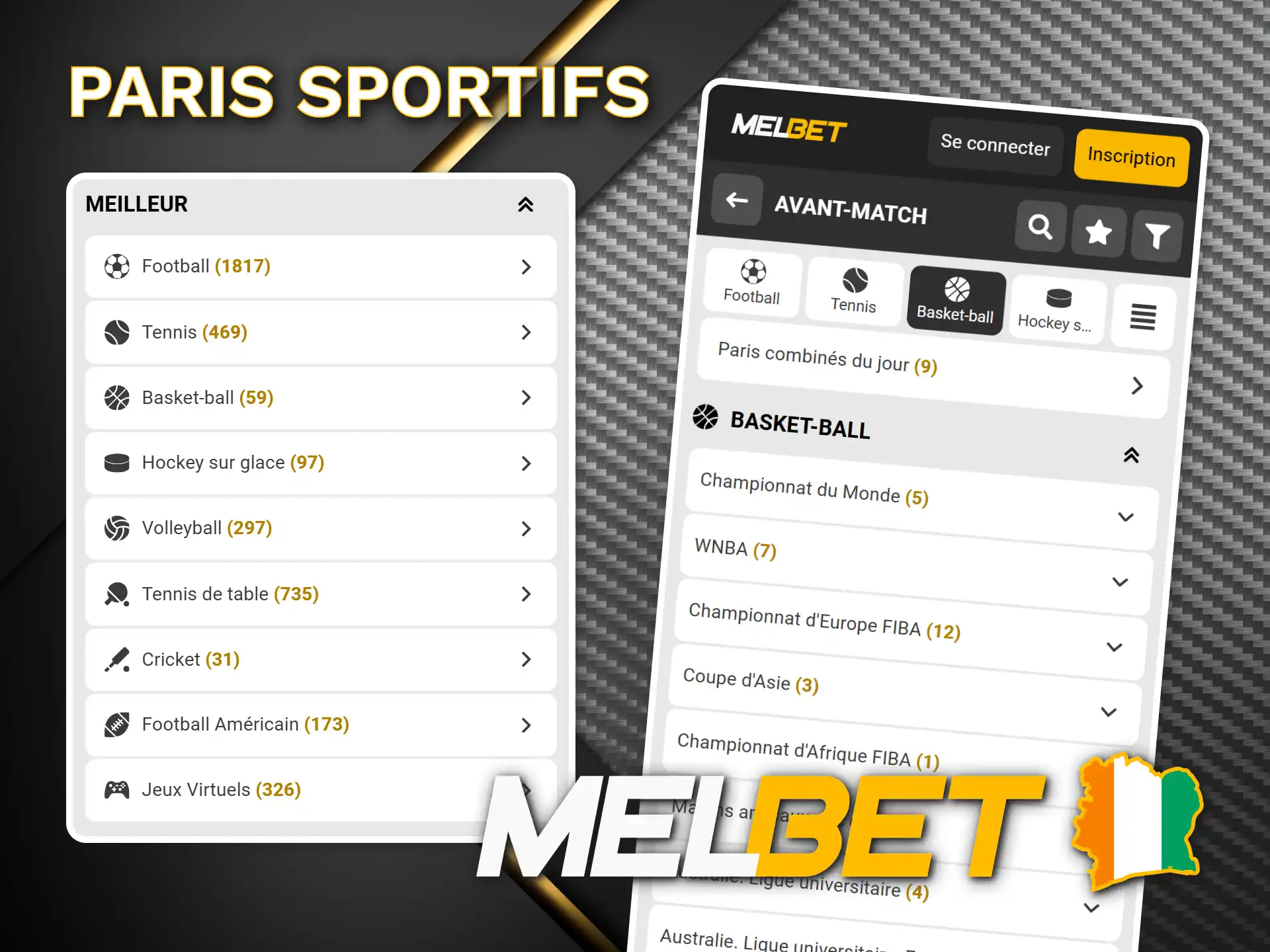 Pariez sur n'importe quel sport avec l'application mobile Melbet.