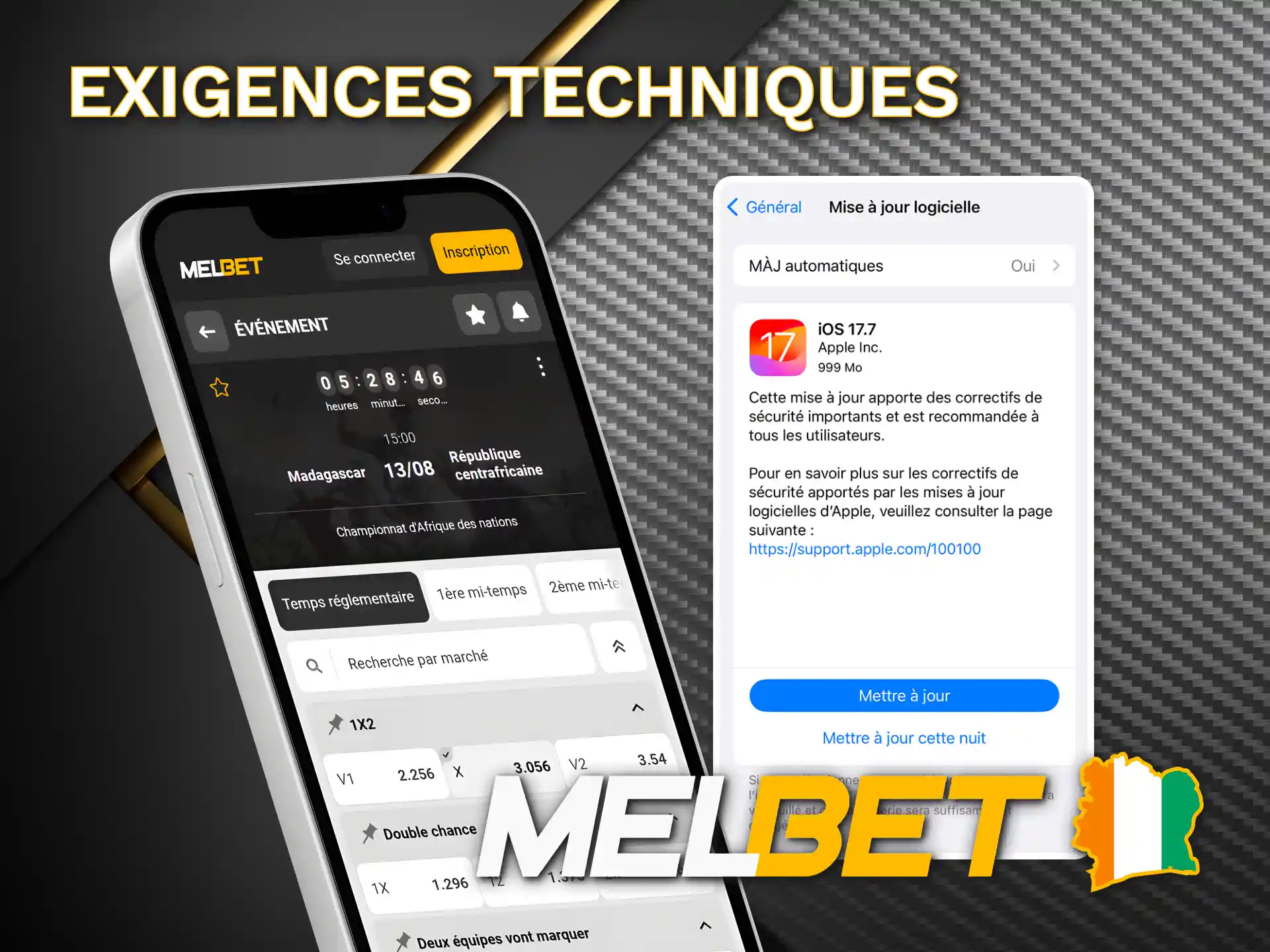 Assurez-vous que votre appareil iOS répond aux exigences de Melbet.