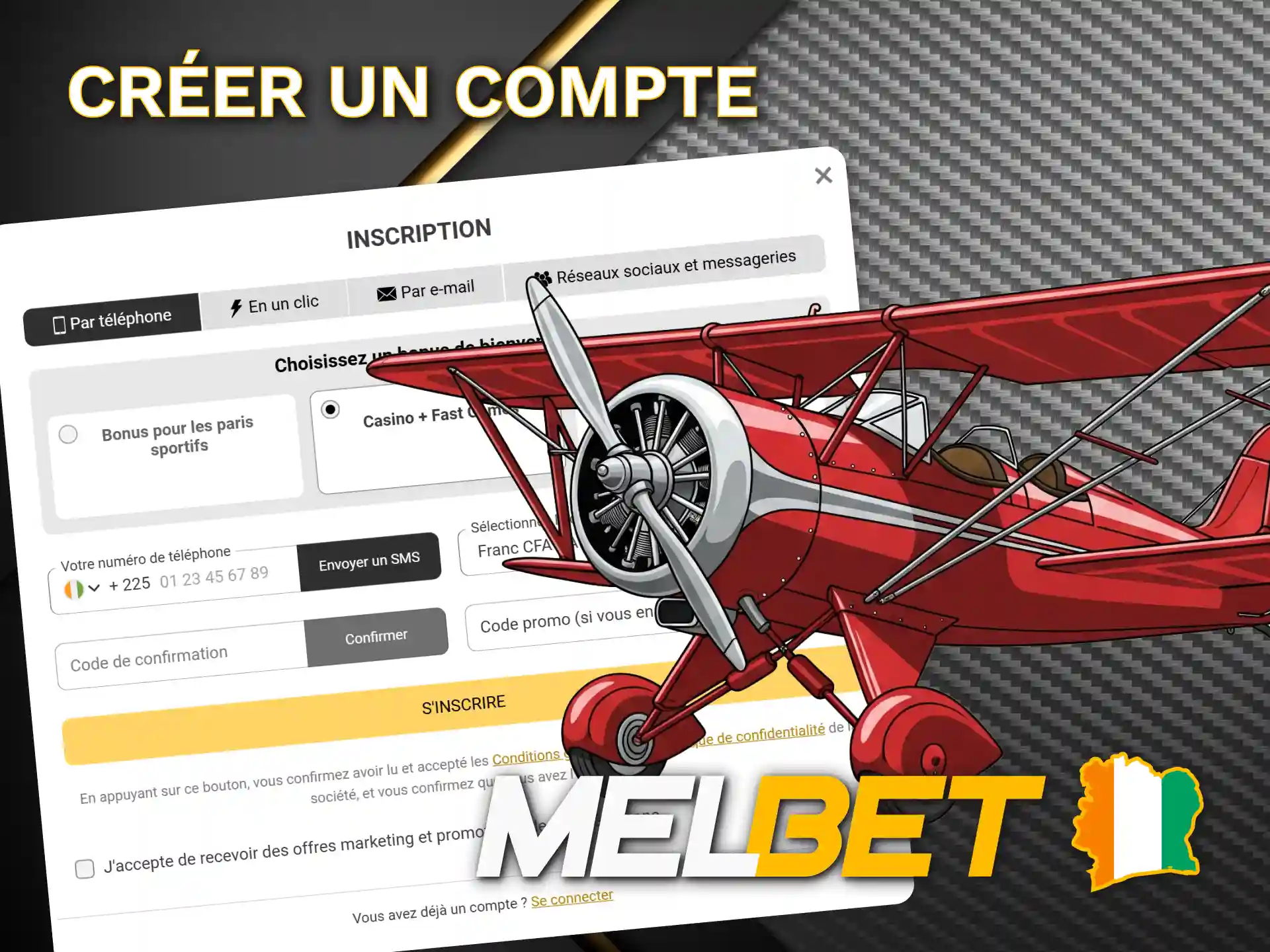 Obtenez un compte Melbet pour jouer au jeu Aviator.