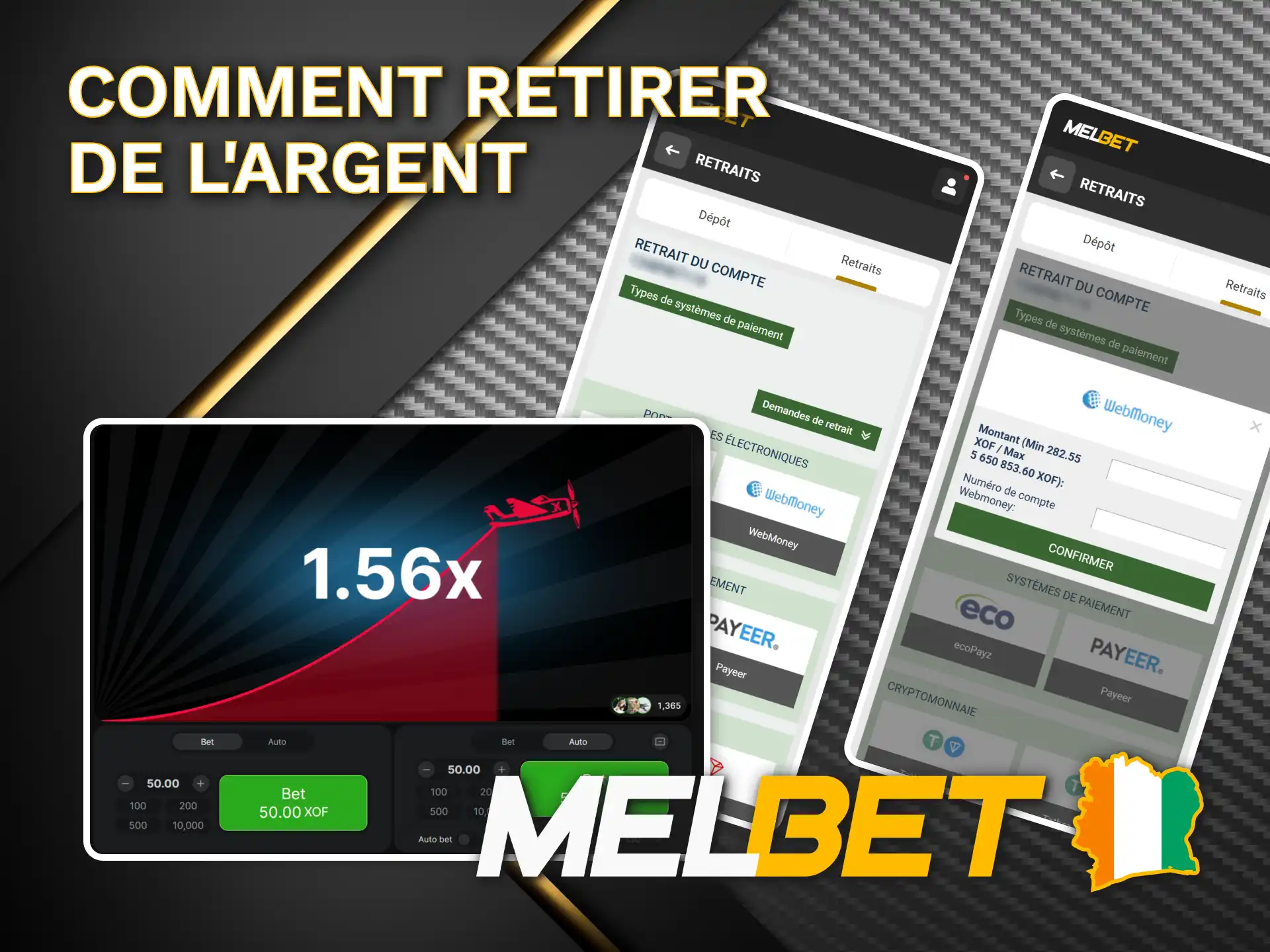 Obtenez vos gains Aviator en utilisant la plateforme Melbet.