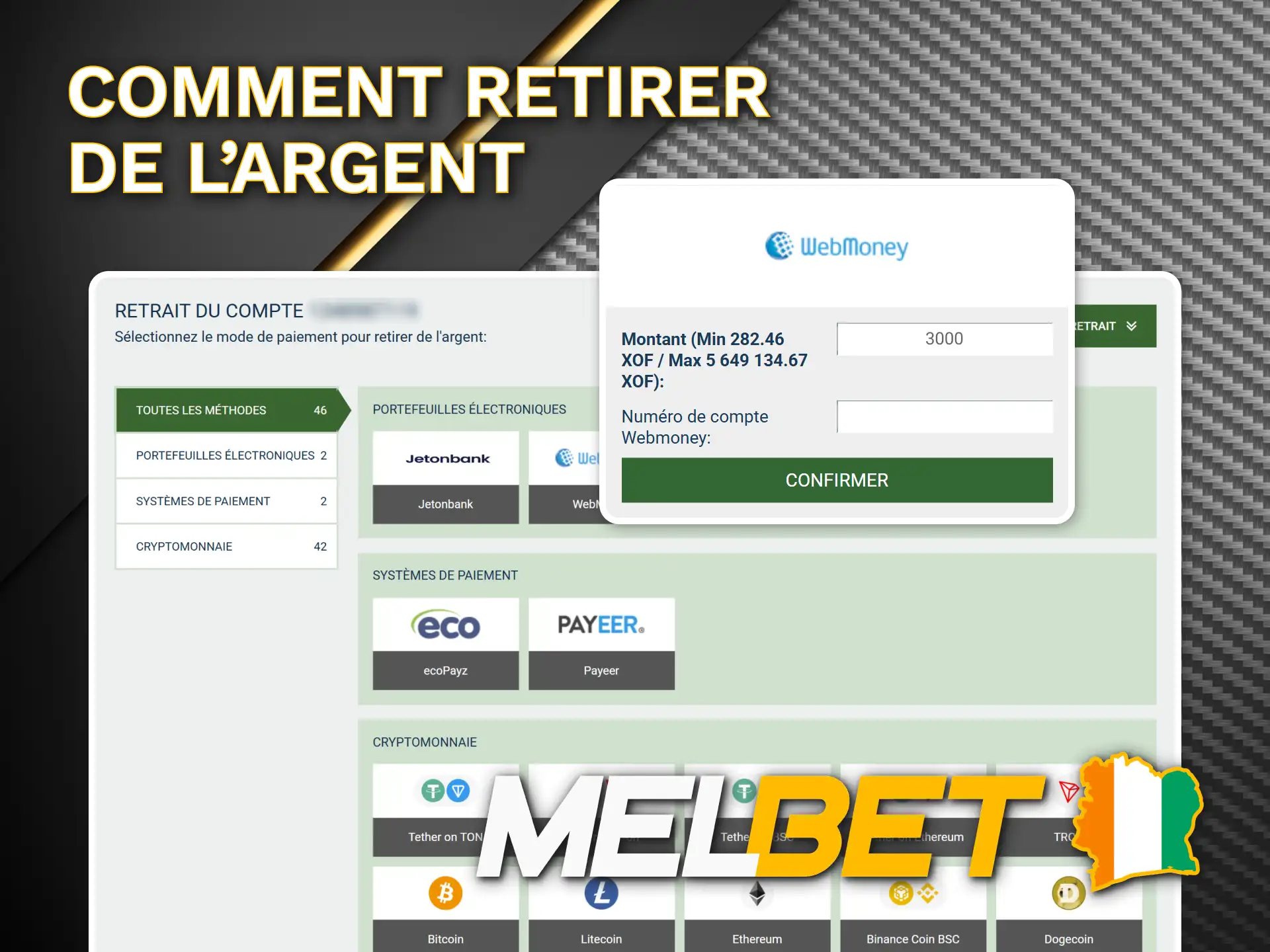 Vérifiez votre identité pour retirer facilement de l'argent de Melbet.