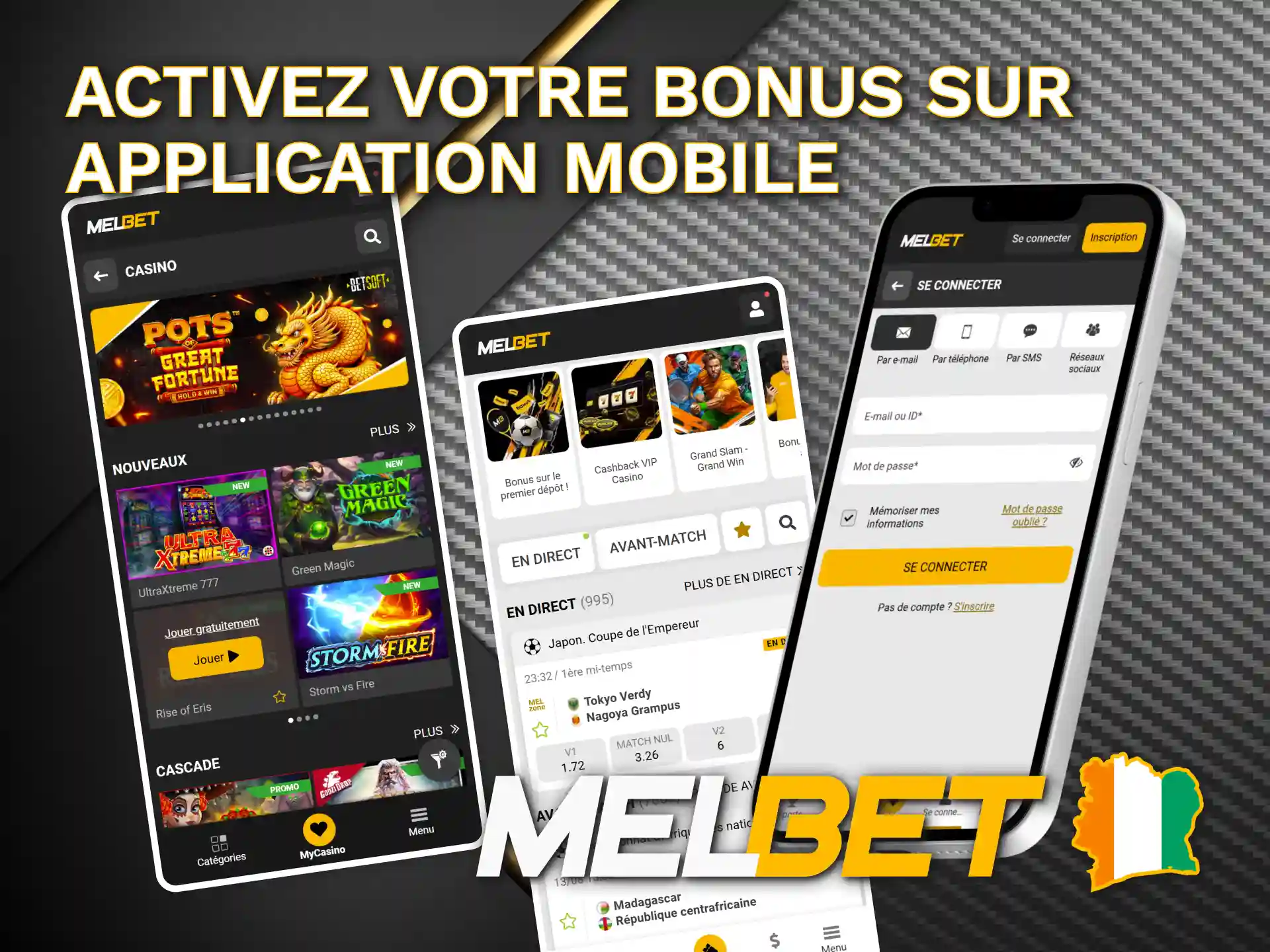 Utilisez le code promotionnel dans l'application Melbet pour les bonus.