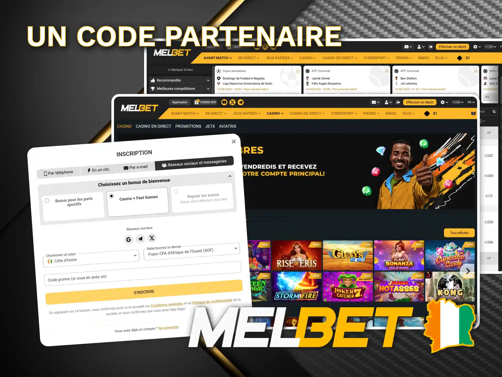 Utilisez le code de parrainage pour un bonus sur Melbet.