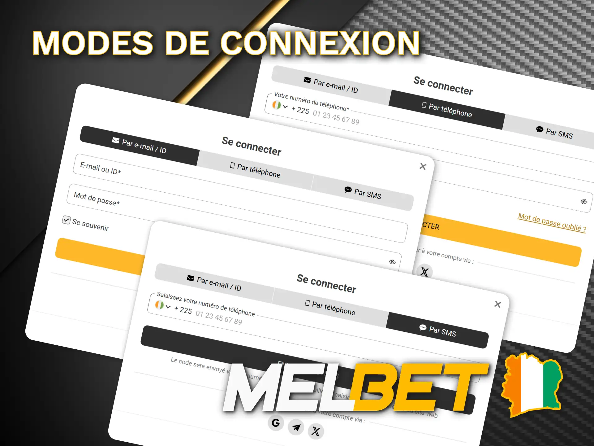 Choisissez facilement votre méthode de connexion Melbet préférée.