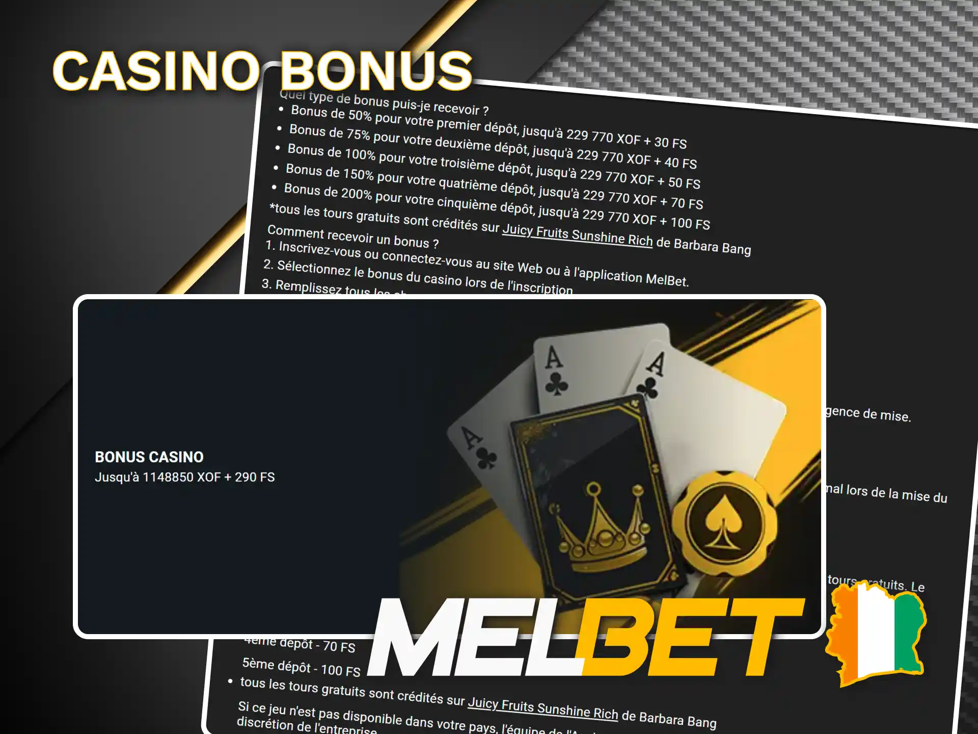 Recevez un bonus de casino après votre inscription Melbet.