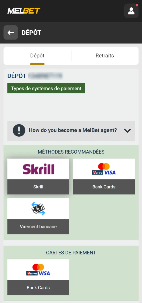 Voir les méthodes de paiement en ligne disponibles sur Melbet.