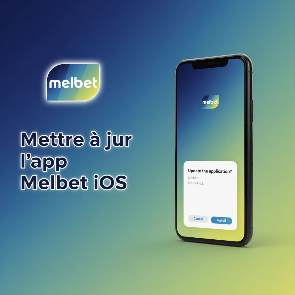 iPhone affichant l’icône Melbet avec symbole de mise à jour automatique, indiquant des MAJ côté serveur sans action.